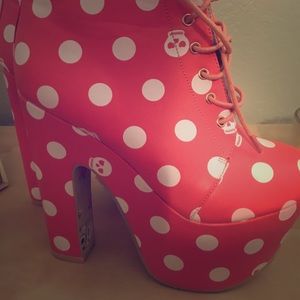 LAST CHANCE! Polka Dot Iron Fist platform heels